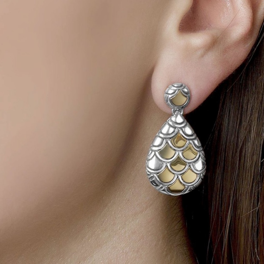 JOHN HARD SILVER 18K LEGENDS NAGA DROP EARRINGS - Picture 5 of 11